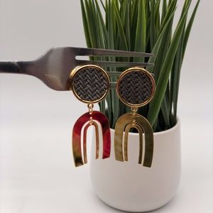 DOUBLE HORSESHOE DANGLE EARRINGS